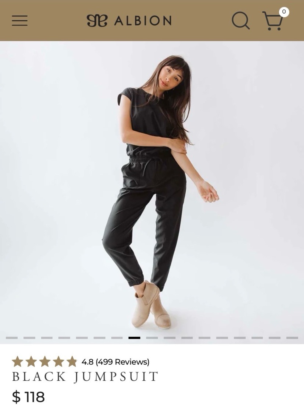 Albion Black Cap-Sleeve Jumpsuit